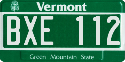VT license plate BXE112