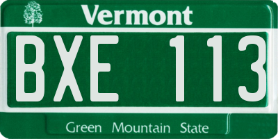 VT license plate BXE113
