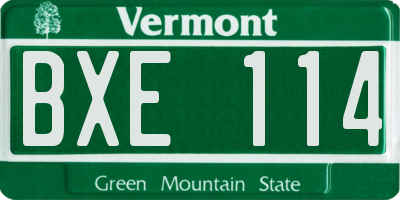 VT license plate BXE114