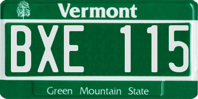 VT license plate BXE115