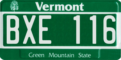 VT license plate BXE116