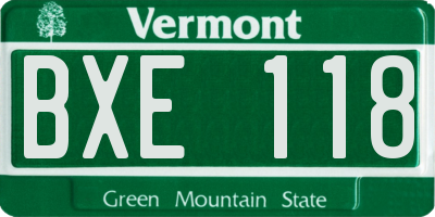 VT license plate BXE118