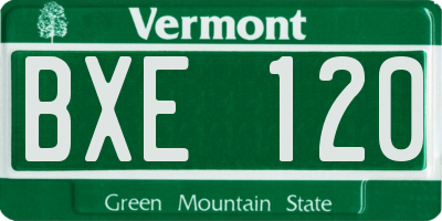 VT license plate BXE120