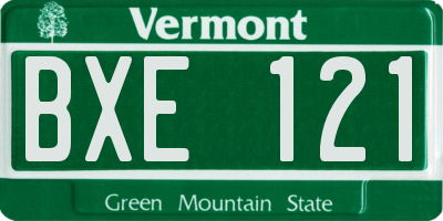 VT license plate BXE121
