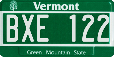 VT license plate BXE122