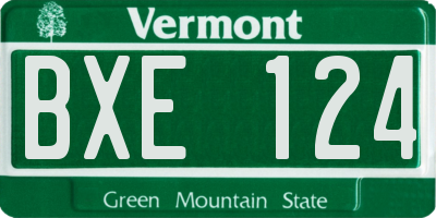 VT license plate BXE124