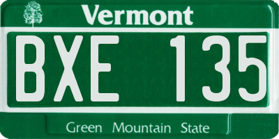 VT license plate BXE135