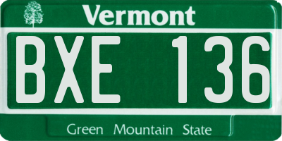 VT license plate BXE136