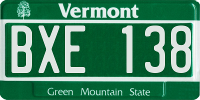 VT license plate BXE138