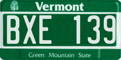 VT license plate BXE139