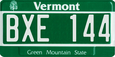 VT license plate BXE144