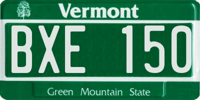VT license plate BXE150