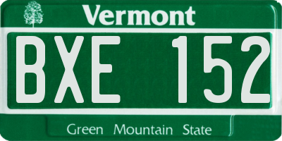 VT license plate BXE152