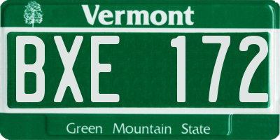 VT license plate BXE172
