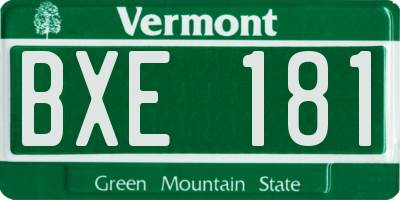 VT license plate BXE181