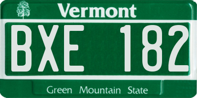 VT license plate BXE182