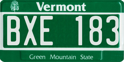 VT license plate BXE183
