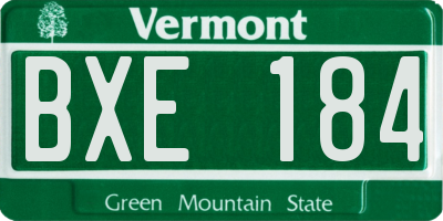 VT license plate BXE184