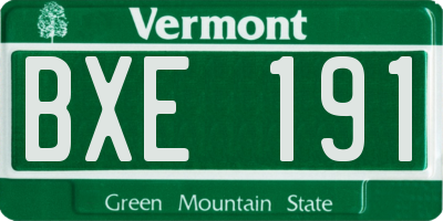 VT license plate BXE191