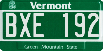 VT license plate BXE192