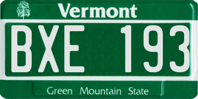 VT license plate BXE193