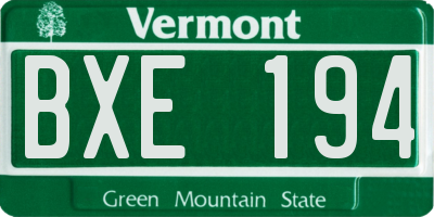 VT license plate BXE194