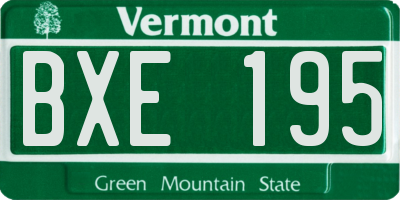 VT license plate BXE195