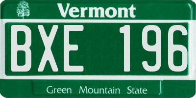 VT license plate BXE196