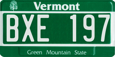 VT license plate BXE197