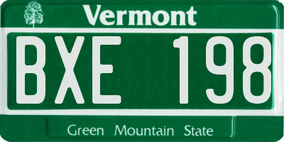VT license plate BXE198