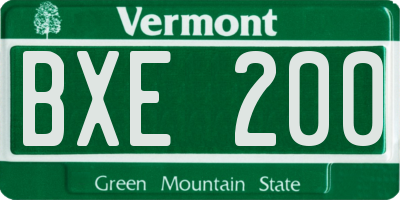 VT license plate BXE200