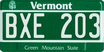 VT license plate BXE203