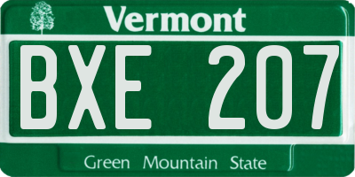 VT license plate BXE207