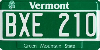 VT license plate BXE210