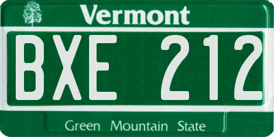 VT license plate BXE212
