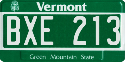 VT license plate BXE213