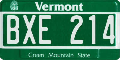VT license plate BXE214