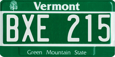 VT license plate BXE215