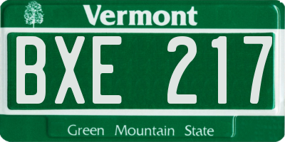 VT license plate BXE217