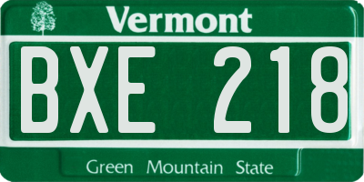 VT license plate BXE218