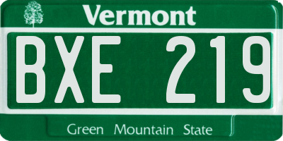 VT license plate BXE219