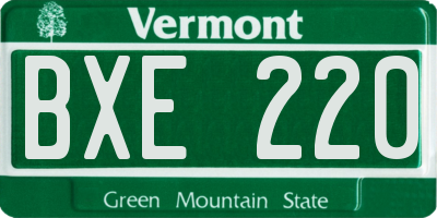 VT license plate BXE220