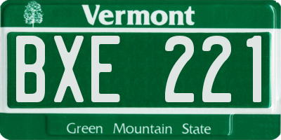 VT license plate BXE221