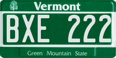 VT license plate BXE222