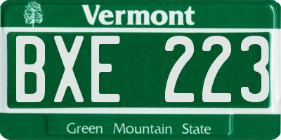 VT license plate BXE223