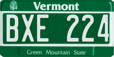 VT license plate BXE224