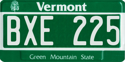 VT license plate BXE225