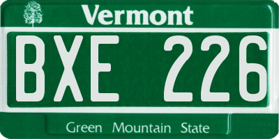 VT license plate BXE226