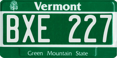 VT license plate BXE227