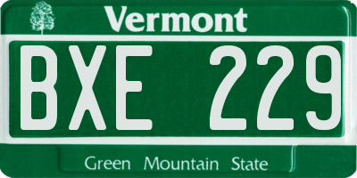 VT license plate BXE229